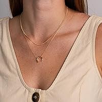 Vista 4 de Ava Riley Delicado collar de oro para mujer, gargantilla en capas para mujer, collar largo de plata de oro de 14 quilates