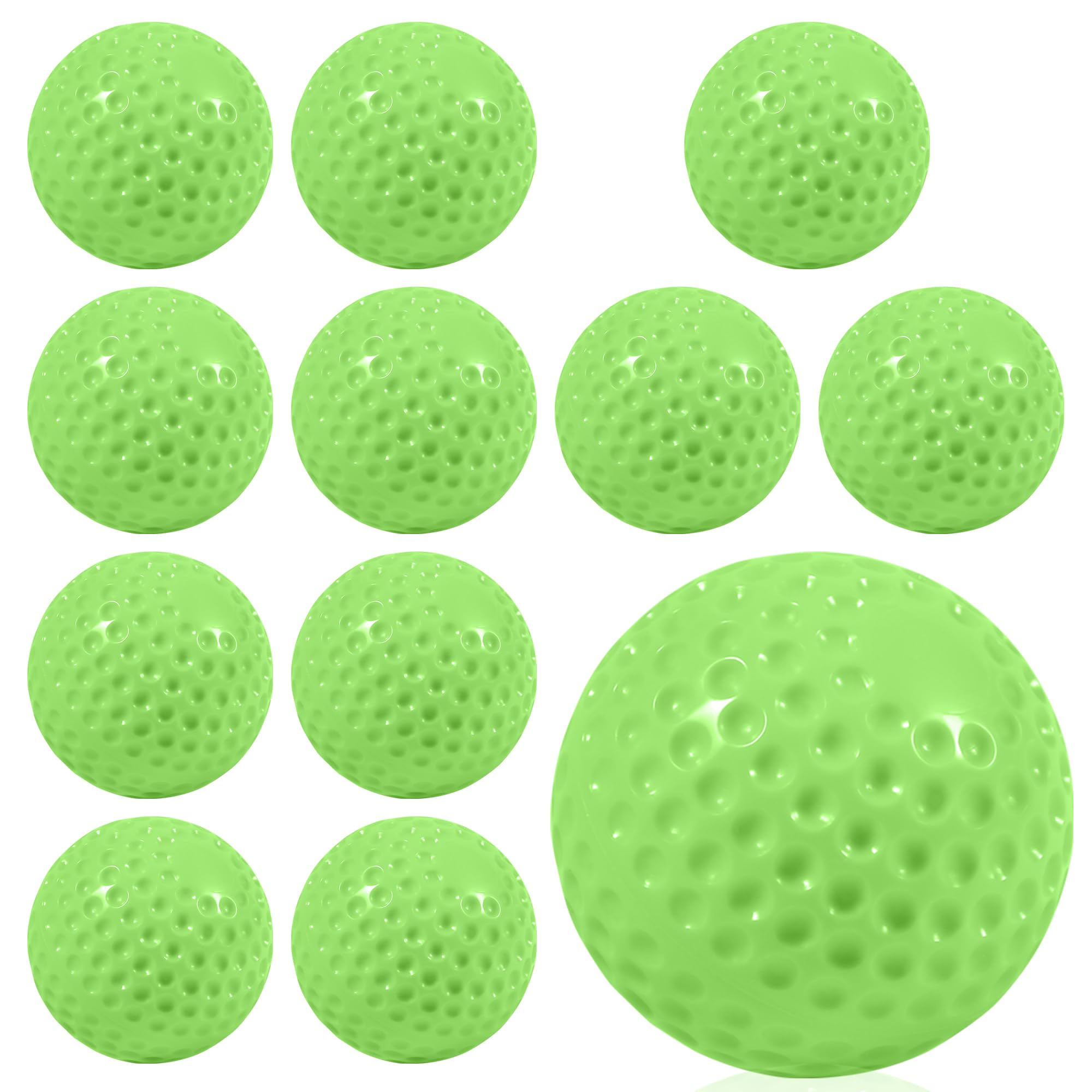 JIA HONG Softballs 12 Pack Yellow Dimpled Softballs, 12-Inch Pitching Machine Baseballs for Hand-Eye Coordination, Hitting and Fielding Practice (Green)