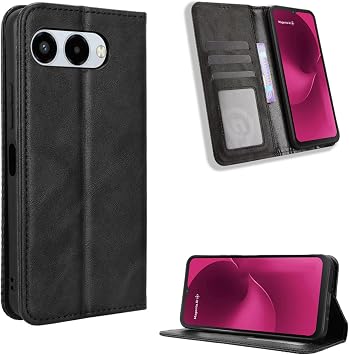 Fitudoos Mobile Phone Case for TelekomT Phone 3 Leather Case Premium Leather Flip Case [Card Slots] [Magnetic Closure] [Stand Function] [Anti-Fall] [Anti-Scratch] - Black