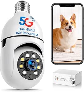Light Bulb Security Camera 5G&2.4G WiFi Wireless Outdoor,Indoor Home Security Cameras,3K Light Socket Security Camera Dotcom,Screw in Camera,360°Color Night Vision,Camera Motion Sensor Alarm asin的图片