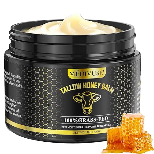 Vista 9 de Tallow and Honey Balm - 100% sarga de carne alimentada con pasto para piel con miel cruda orgánica, Sarga de res profundamente hidratante