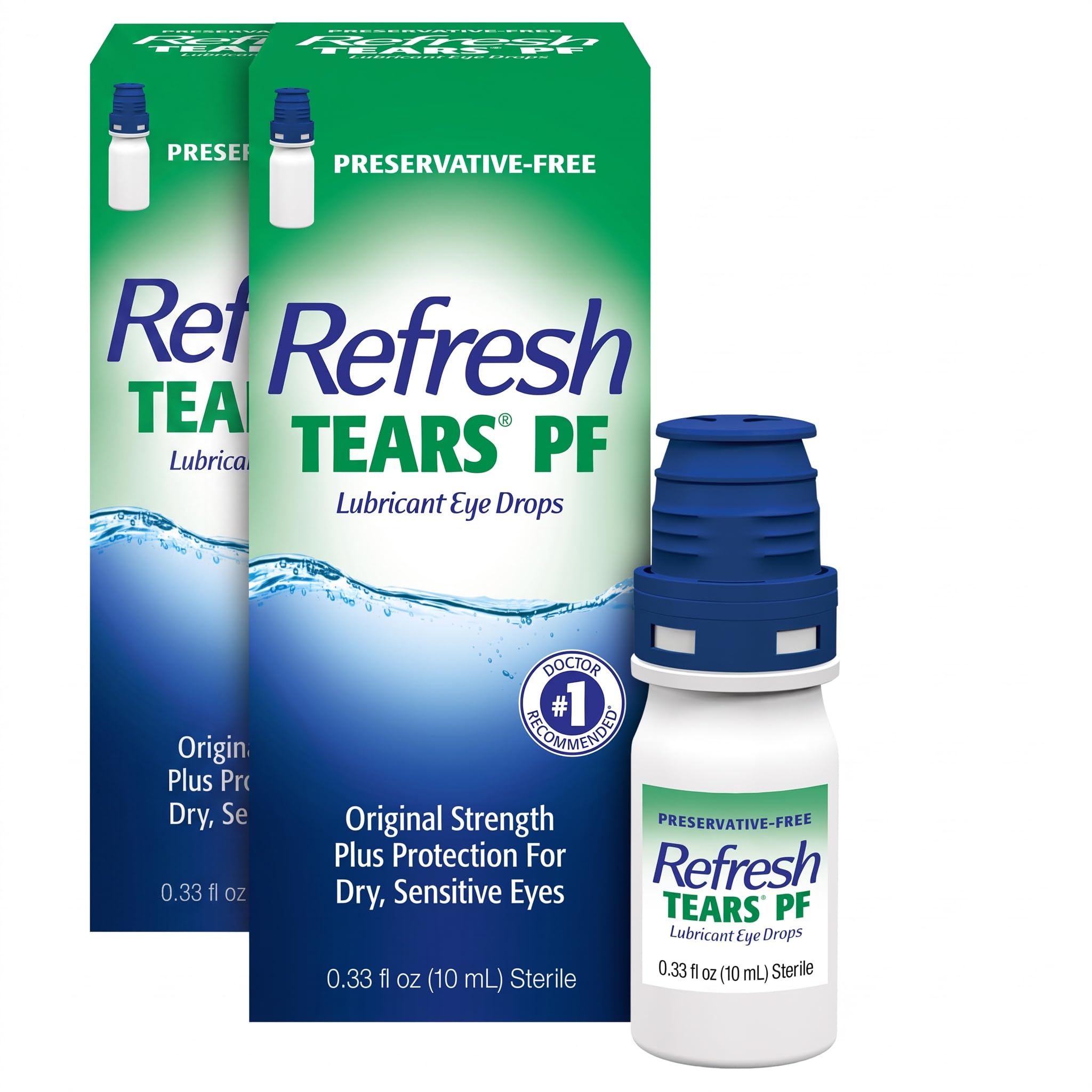 Refresh TEARS PF Preservative-Free Artificial Tears Lubricant Eye Drops, 0.33 fl oz (10 mL) (Pack of 2)