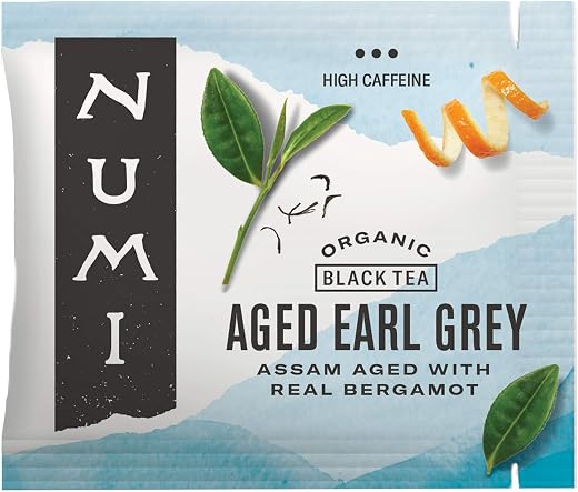 Numi Organic Aged Earl Grey Tea, 100 Black Tea Bags with Real Bergamot