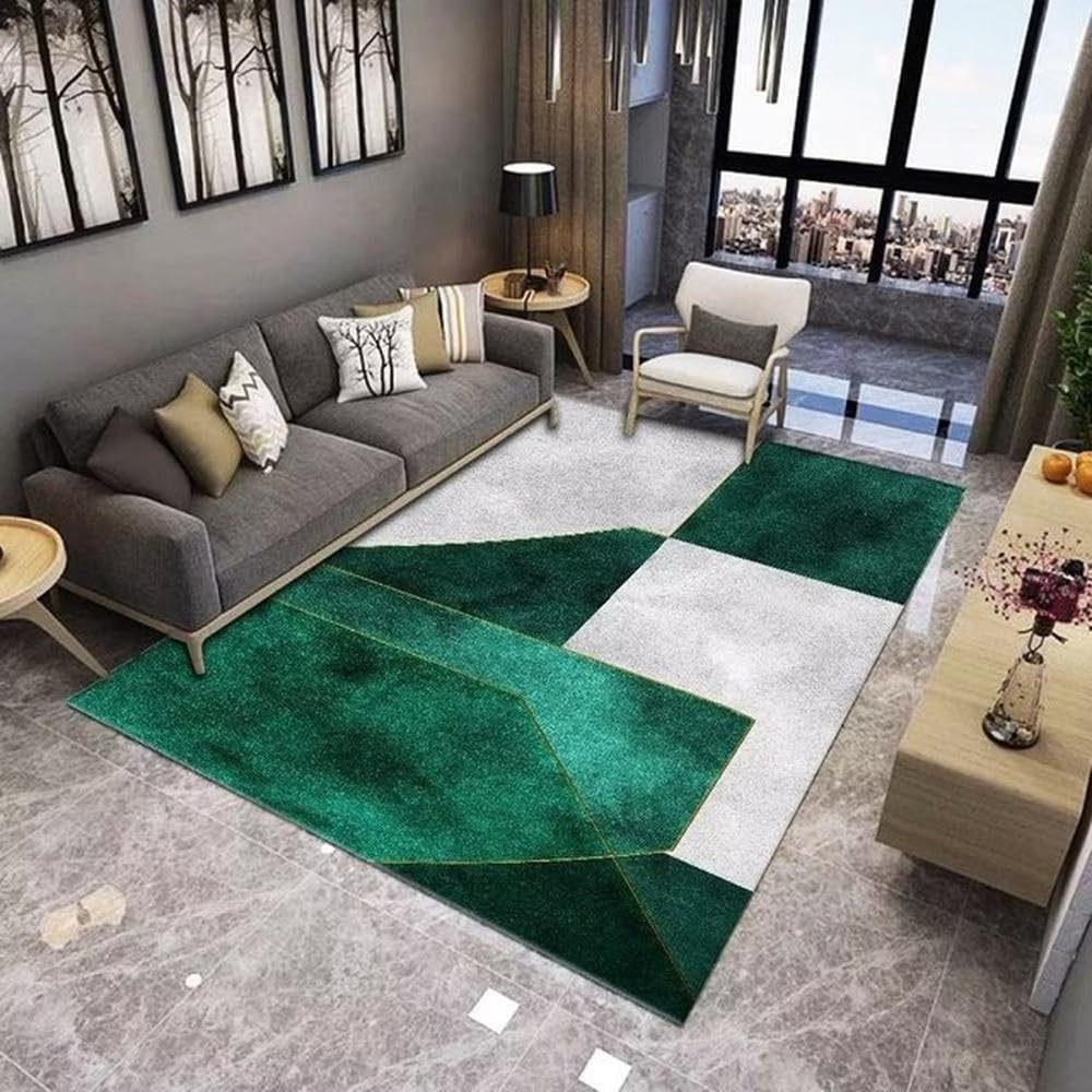 Grand tapis de sol vert en flanelle 160 cm pour salon moderne