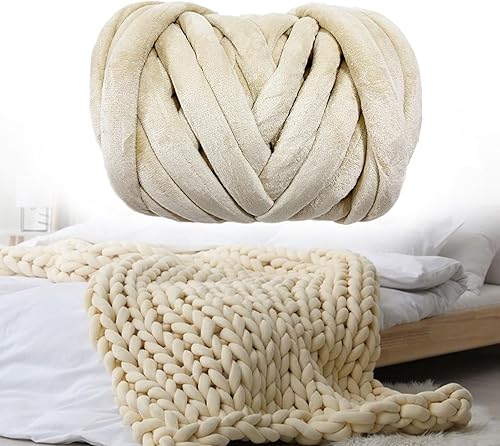 Miniatura 5 de Chunky Yarn Jumbo Tubular Yarn Knitting Length 787.4inch Arm Knit Yarn Bulky Yarn for Cushion Pillow Hats Crochet Scarf, Light Khaki