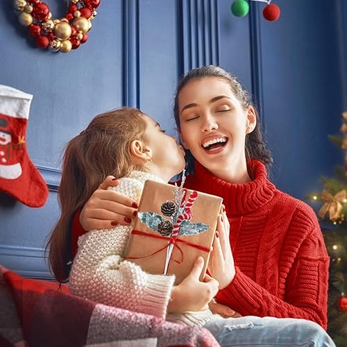 Miniatura 6 de Jangostor 6 púas florales de Navidad para bastones de caramelo de Navidad, púas de bayas artificiales con cascabeles, piñas de pino, hojas de acebo