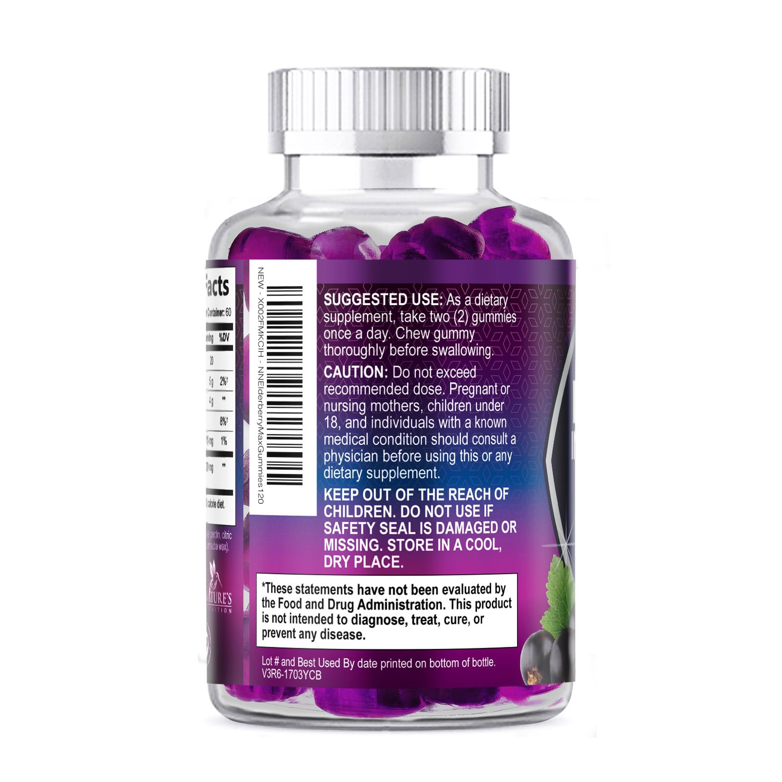 Elderberry Gummies 120mg - 3X Strength Black Elderberry Extract Sambucus Nigra Vitamin Supplement - Natural Daily Immune Support Gummy Adults & Kids Ages 4+ Love - Delicious Berry Flavor - 120 Gummies — Amazon image 8