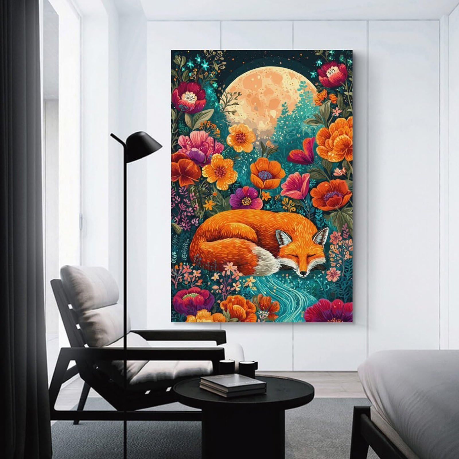 Junmoney Unframe-Fox In A Dreamy Garden Fox In A Dreamy Garden Wall Decor Canvas Print 24X36inch(60X90cm), For Lounge, Study, Hallway Or Flat Walls, Decorative Artwork With Broad Appeal