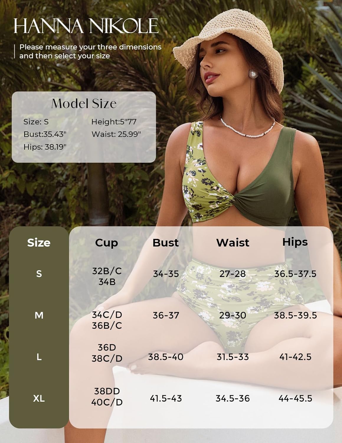 Hanna Nikole High Waisted Bikini Sets for Women, Color Block Swimsuits, Deep V Twist Front Bikini Top + Reversible Bottom - Image 6