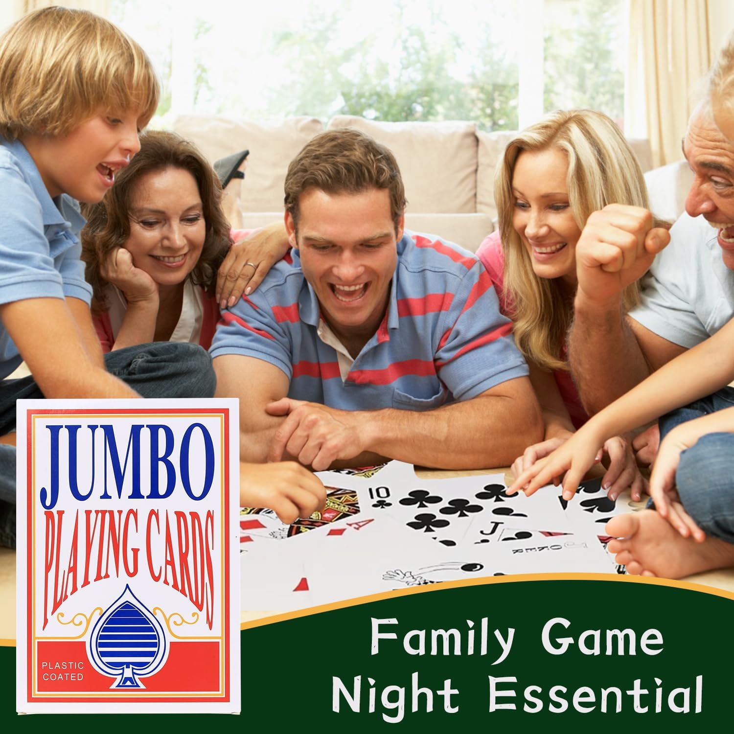 Jumbo Playing Cards, 8 x 11 Inches Giant Playing Cards for Family Game Night, Extra Large Casino Party Decoration for Adults and Kids (Pack of 2)