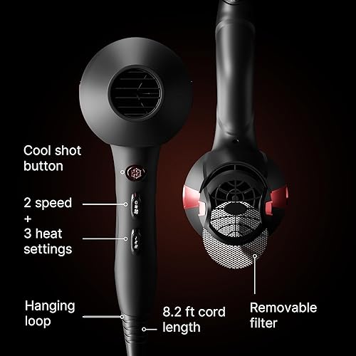 Miniatura 4 de TREZORO Secador de pelo profesional para mujer, secador de pelo iónico de 2000 W para salón y uso personal, potente, secado rápido y silencioso para