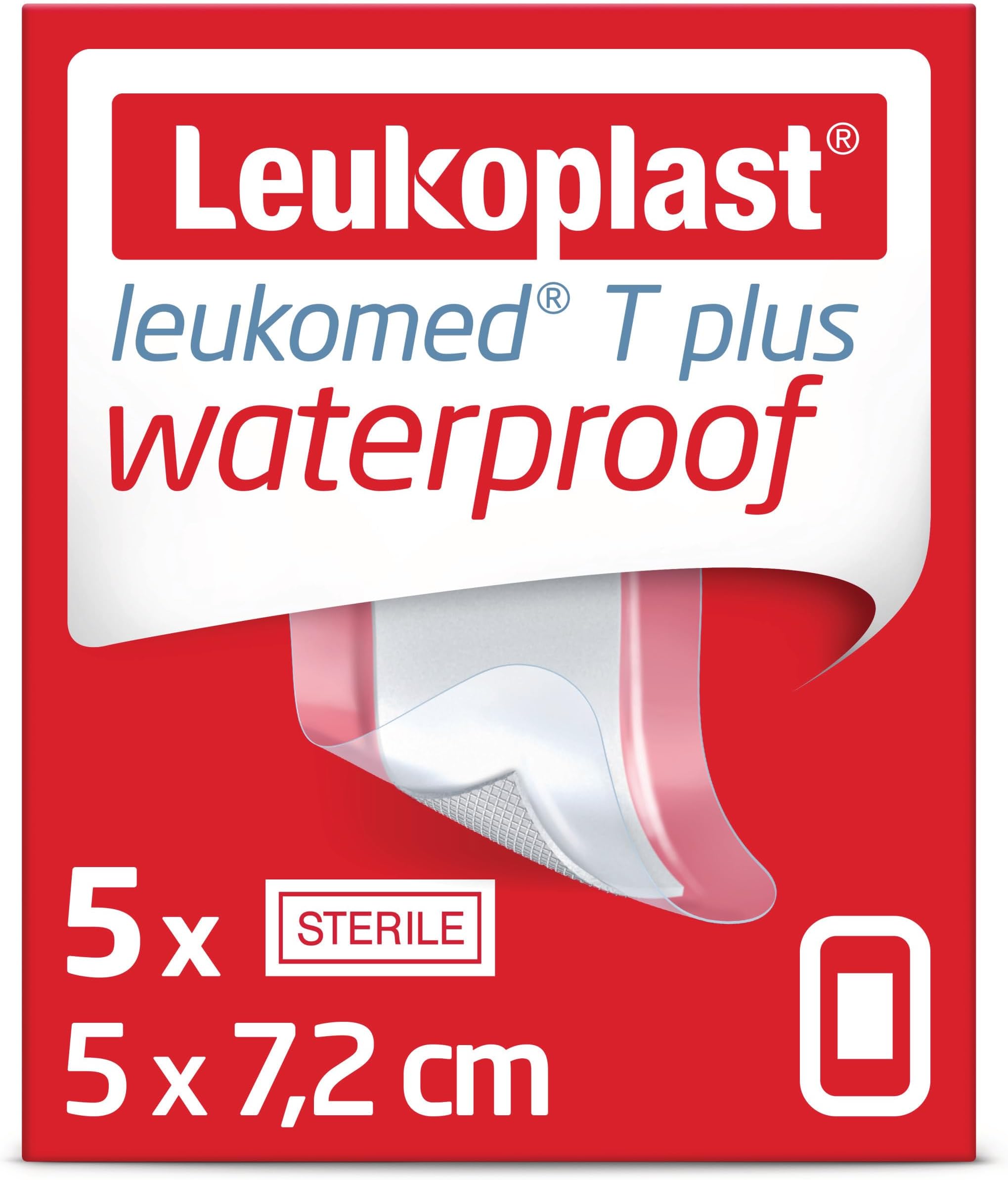Leukoplast Leukomed T Plus Waterproof Dressings - Soft, Comfortable Waterproof Wound Dressings - 5cm x 7.2cm 5pcs