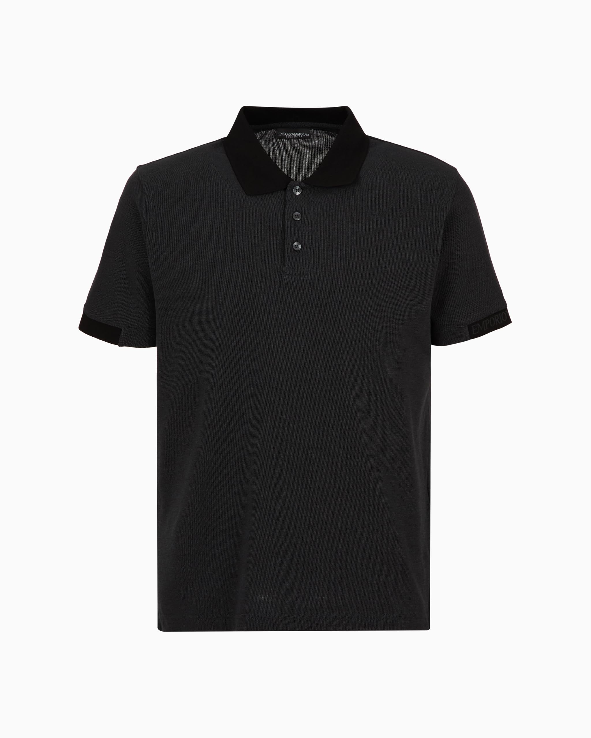 Emporio Armani Herren Schwarz Stickerei Logo Polo Beachwear Xl, Xl