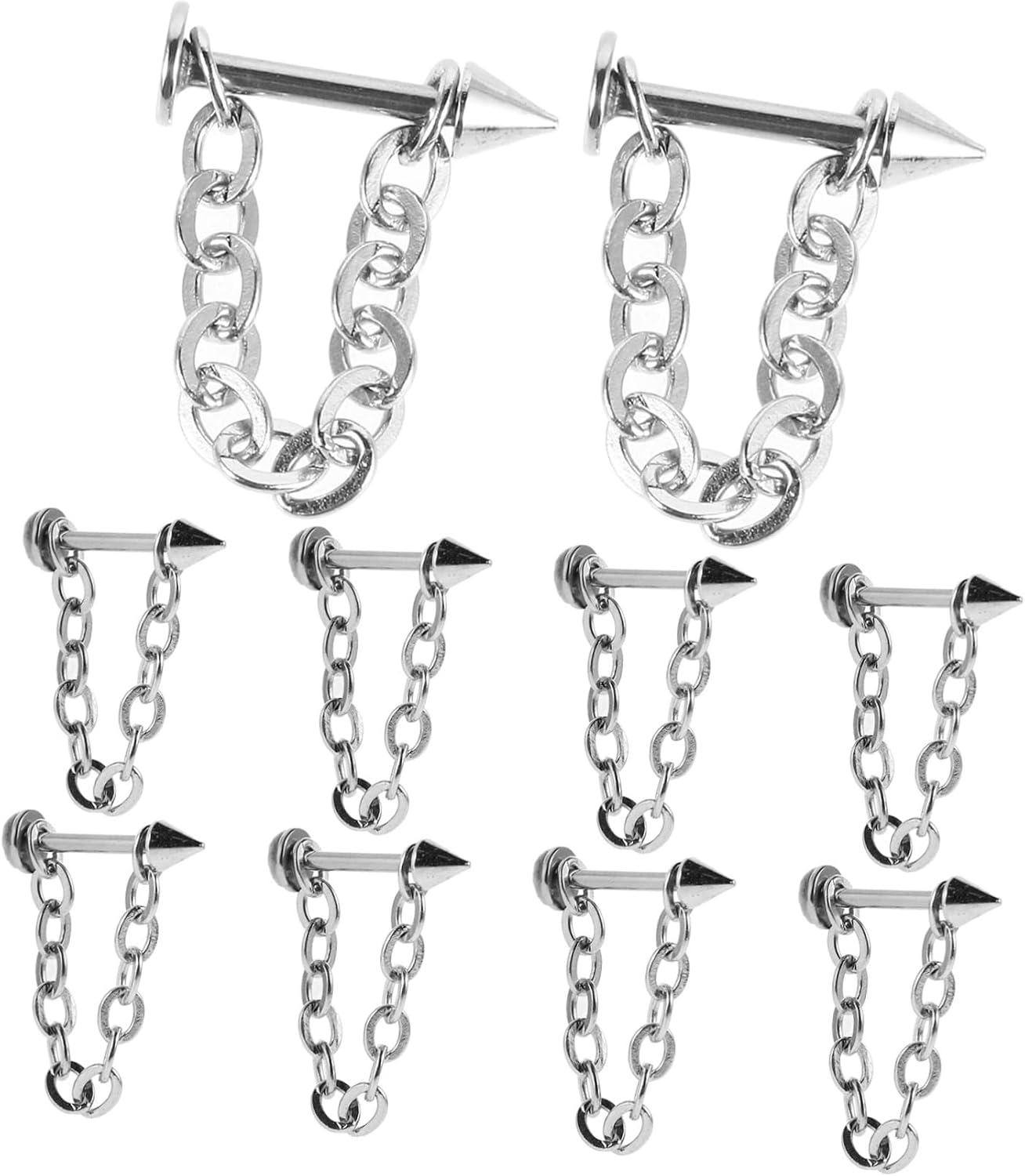 10pcs Detachable Lip Piercing Jewelry Stainless Steel Nose Septum Chain Lip Chains for Men and Women Comfortable Design