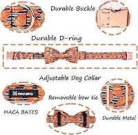 Vista 79 de Maca Bates Fall Maple Leaf Dog Collar with Sailor Bow Tie for Extra Small Girl,Boy,Autumn Foliage Puppy Collars with Bowtie Breakaway Adjustable
