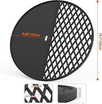 onlyfire Cast Iron Griddle and Grate Combo for Char-Griller Akorn Kamado Grill
