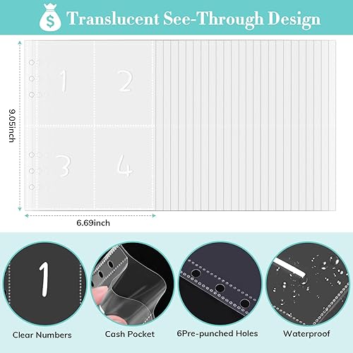 Miniatura 8 de Carpeta de desafío de ahorro de dinero de 100 sobres, carpeta de ahorro A5 con sobres de efectivo, carpeta de presupuesto para planificación y
