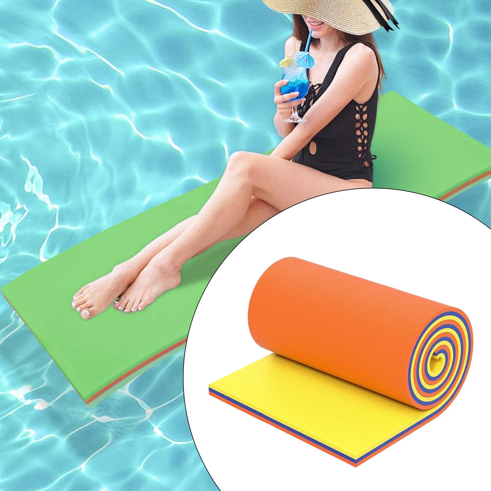 Harilla Flotador Tipo Alfombra de Agua, Almohadilla Flotante, Juego Familiar de Espuma, flotadores de Piscina, colchón, balsa Flotante para Piscina, Barco, Amarillo Azul Naranja