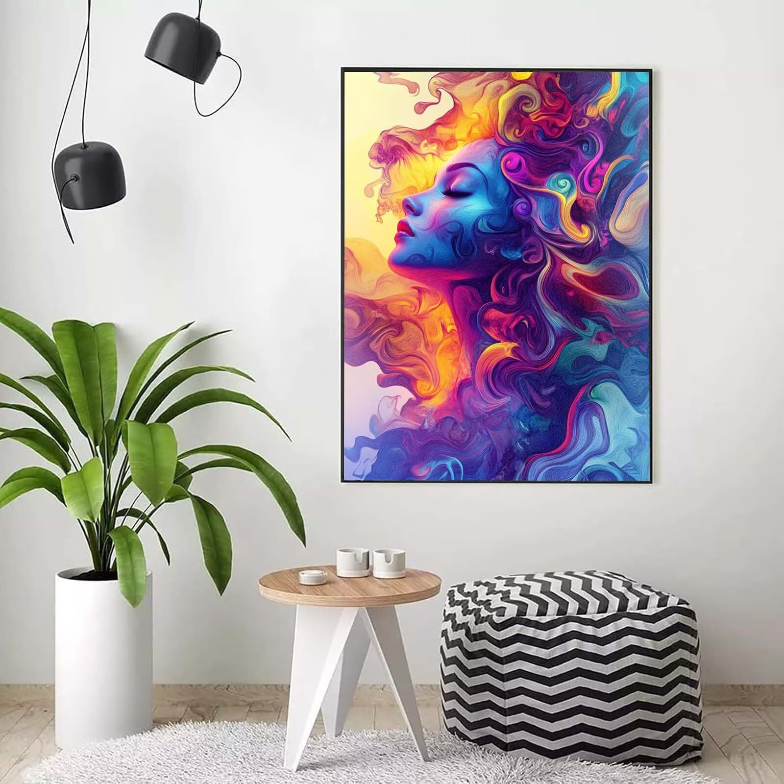 abstrait Peinture Numero Adulte, Avec Pinceau and Acrylique - 60x80cm j0-31 | Peinture par Numero Femme-2, Activité Manuelle Adulte Débutants, Tableau Decoration Murale, Cadeau Femme, Sans Cadre