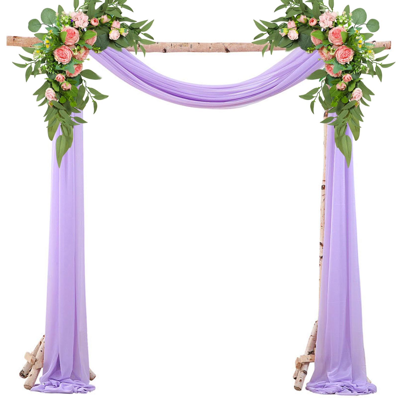 Arche Tenture Mariage 75x800 cm Voilage Blanc avec 22m Rubans Tissu