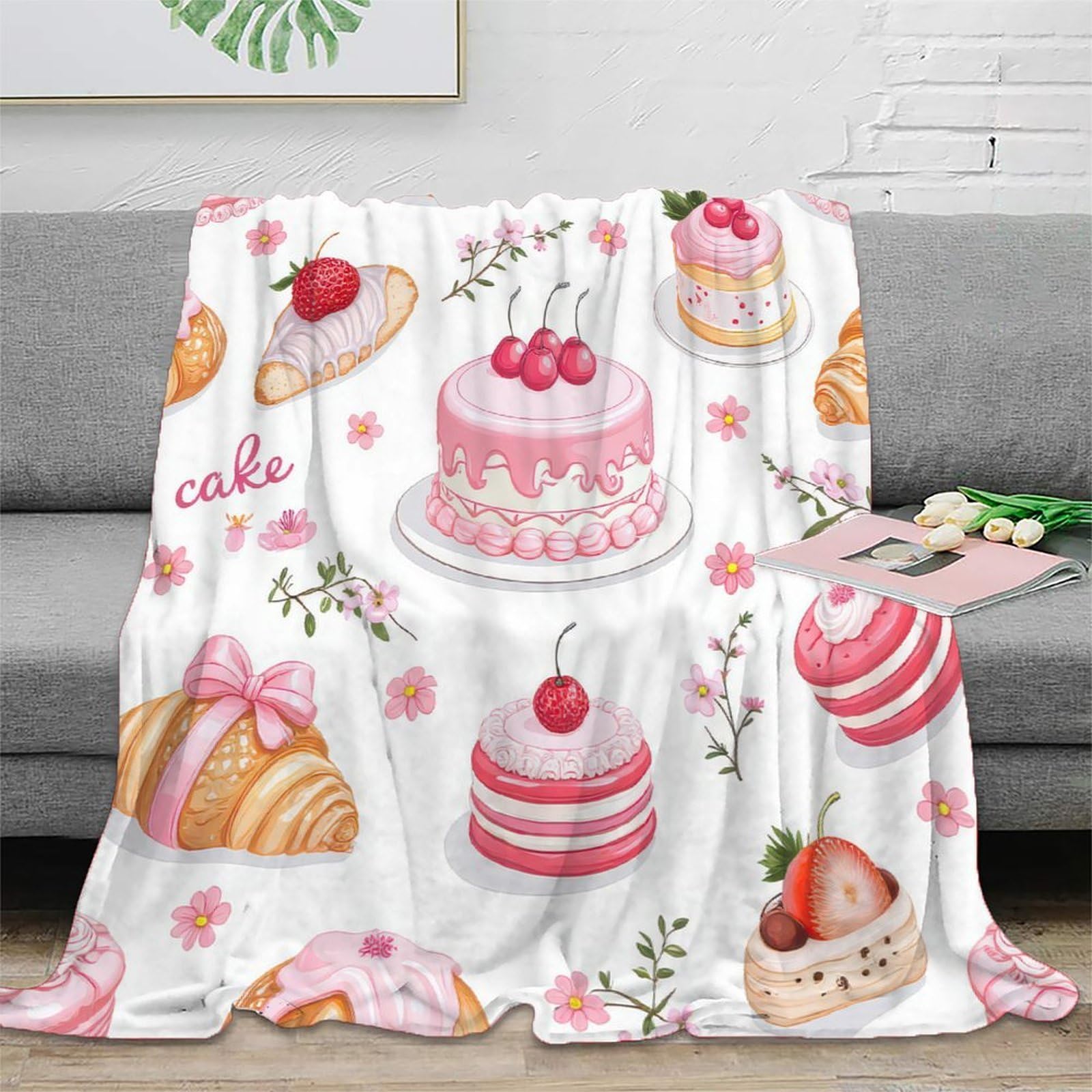 Couverture 3D gâteau pastel anti-plis et facile à laver pour literie et voyage