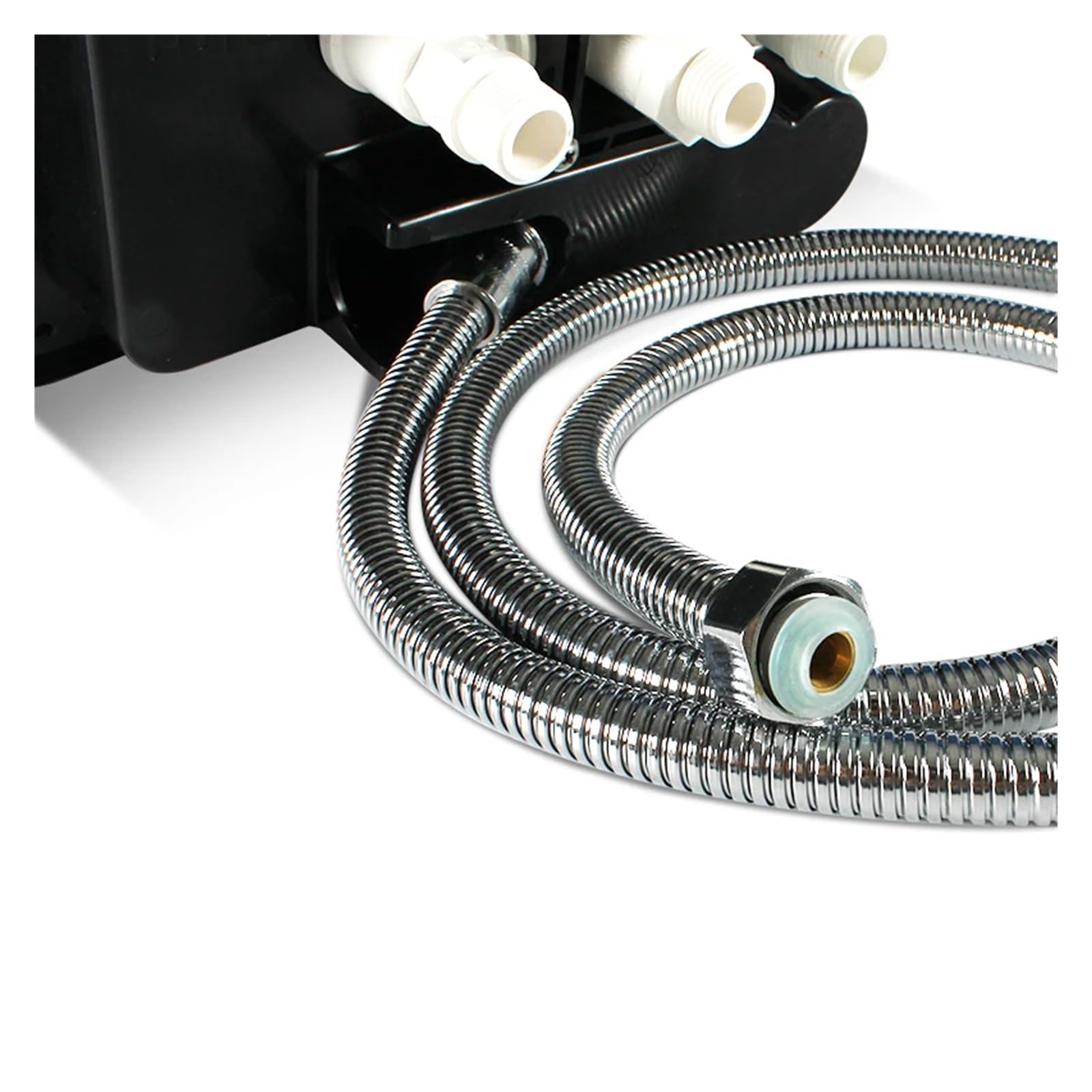Kit Box Doccia Esterno Nero con Serratura Anti-Perdita, Tubo Flessibile in Metallo da 1,5 m, ugello for Il Risparmio idrico for Accessori da Camper per modifiche Interne ed Esterne