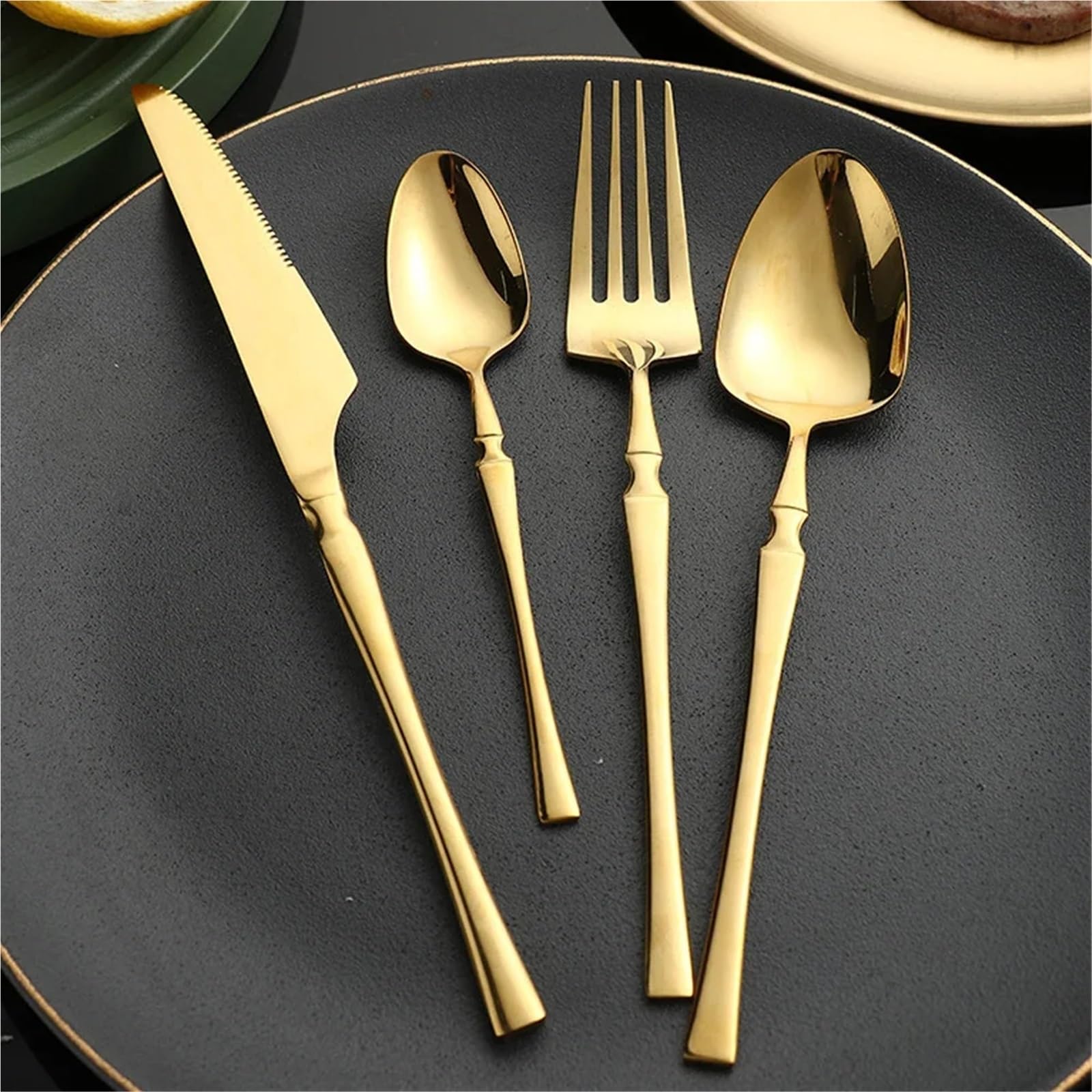 Besteckset 16-teiliges Goldbesteck-Set, Gabeln, Messer, Löffel, Geschirr, spülmaschinenfest, Edelstahl, Geschirr, Besteck(Rose Gold)