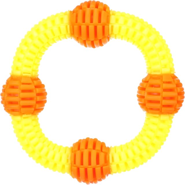 Foto 2 de 4 de Flamingo Lipa TPU Ring Dog Toy with Balls Yellow/Orange - 19 x 19 x 4.8 cm - Floating