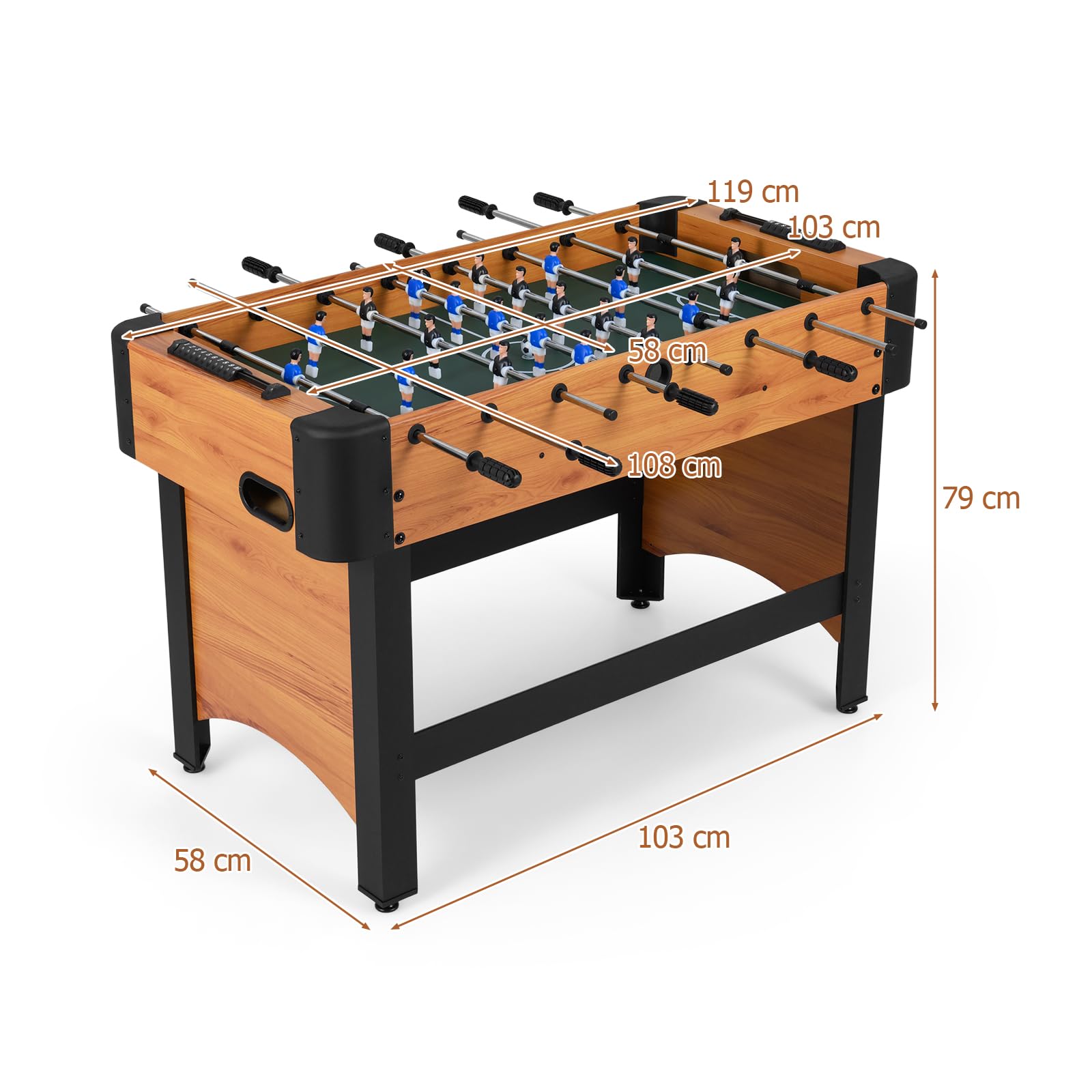 GOPLUS Futbolín de Mesa Madera 103x58x79 cm con 2 Pelotas y 22 Jugadores