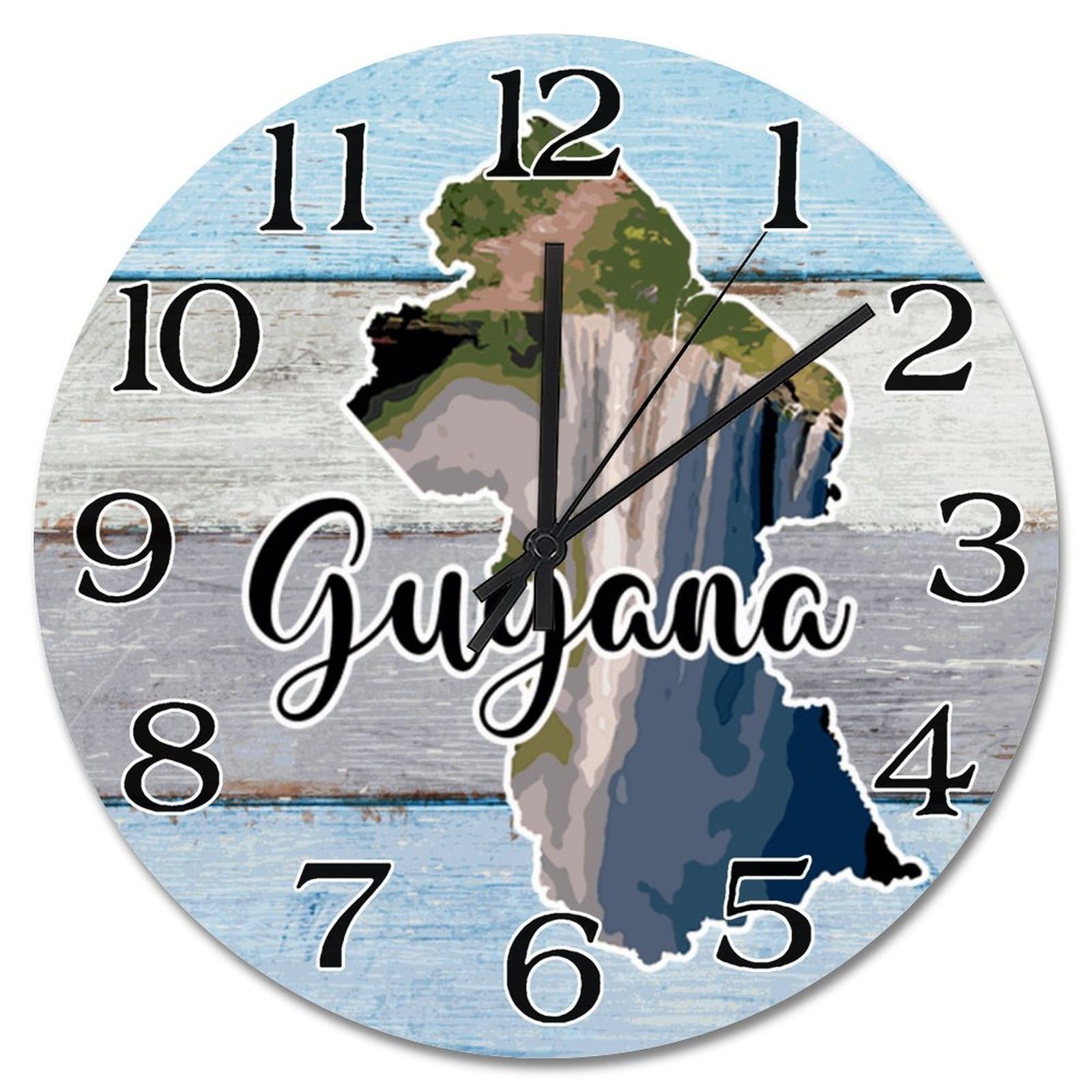 Grande horloge murale silencieuse Guyane en bois de haute qualité