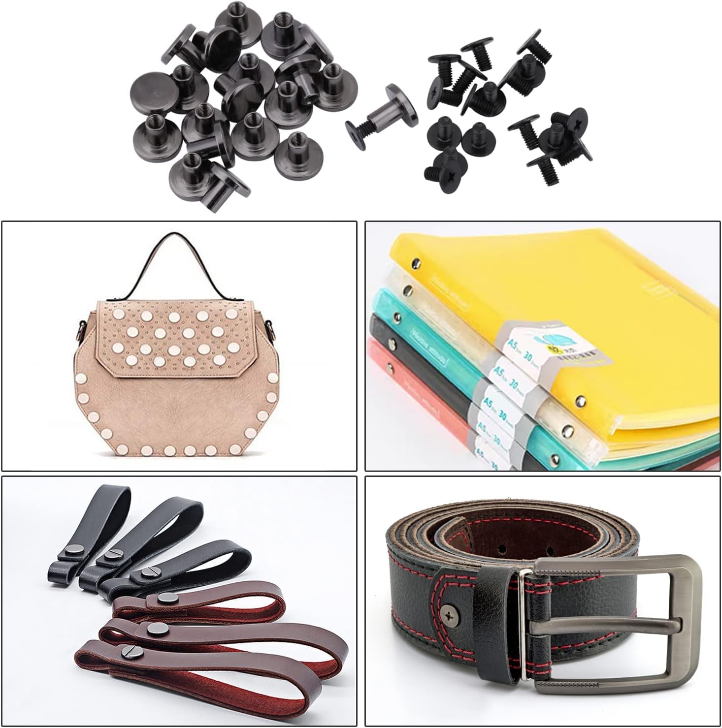 Tyenaza Leather Screw Rivet 20sets DIY Brass Flat Head Belt Strap Rivets Screw for Luggage Leather Craft 5mm 8mm (8mm)