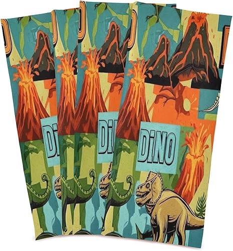 Miniatura 2 de Retro Dinosaur S Dish Towels Set, 28x18 Decorative Polyester Hand Towels