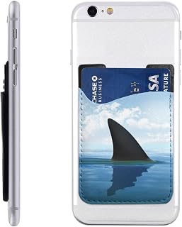 Blue Fish Print Leather Mobile Phone Card Package Card Case Cell Phone Card Pocket Compatible with Most Smartphones