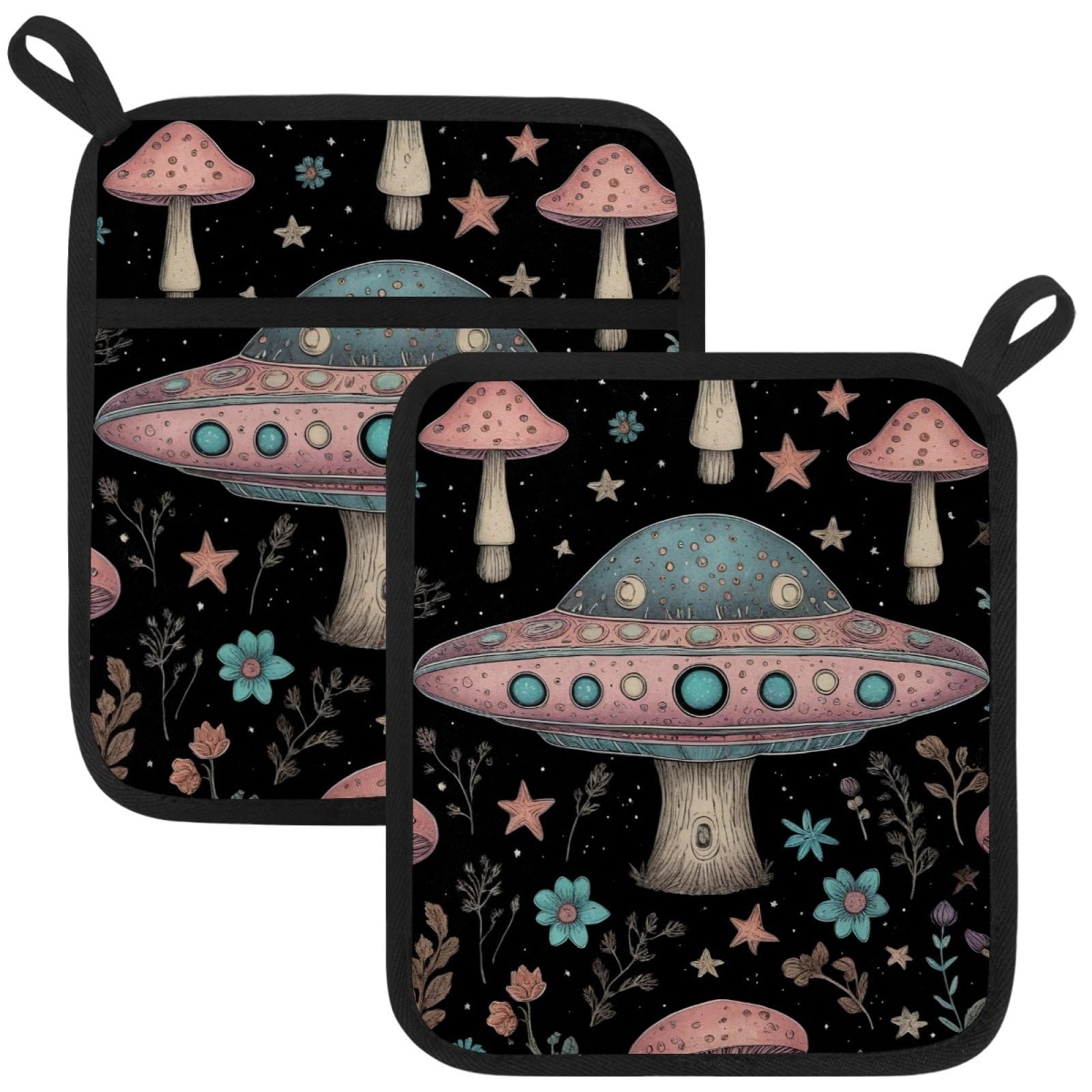 VAPOKF Mushroom UFO Pot Holder, Heat Resistant Oven Cloths, Potholders & Oven Gloves, for Kitchen Cooking & Baking, Thick & Safe, Protection of Hands From Hot Utensils
