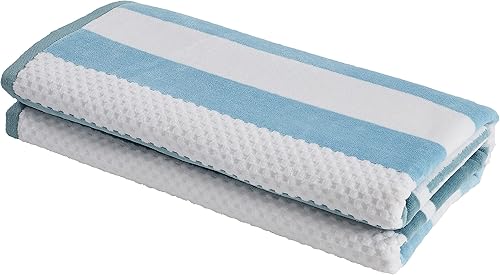 SUPERIOR Toalla de playa de gran tamaño con textura a cuadros de algodón (juego de 2) - Aero Blue