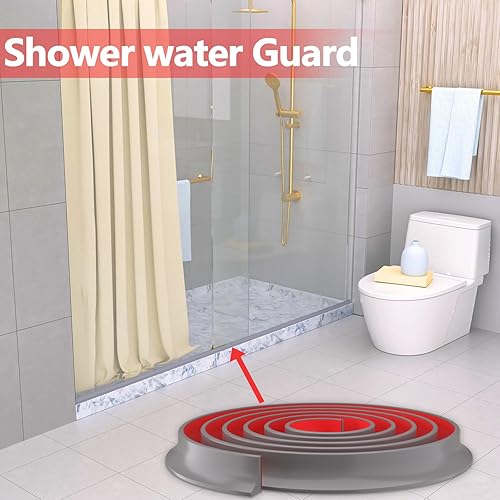 Miniatura 6 de Presa de agua plegable para umbral de ducha, barrera impermeable de silicona autoadhesiva, barrera impermeable para baño y cocina, protector de