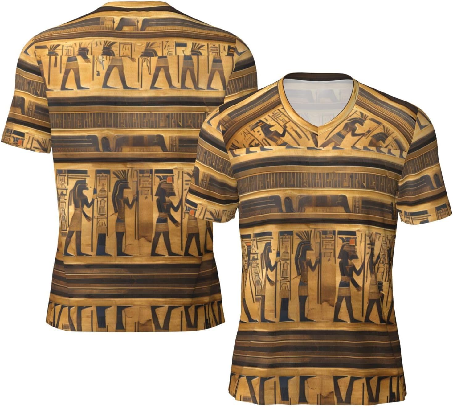 Egypt Hieroglyphics Rugby Football Jersey for Men, Comfortable V-Neck Loose Fit Top for Team Sports Athletics