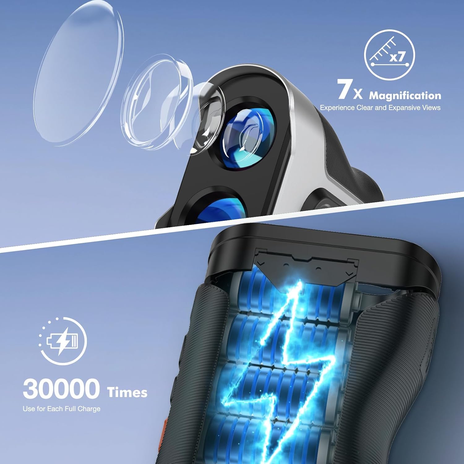 LAZYCAT Télémètre de golf avec pente, télémètre laser de 1 200 m à intensité variable, grossissement 7x, vibration de verrouillage du drapeau, mesure la vitesse, rechargeable avec aimant