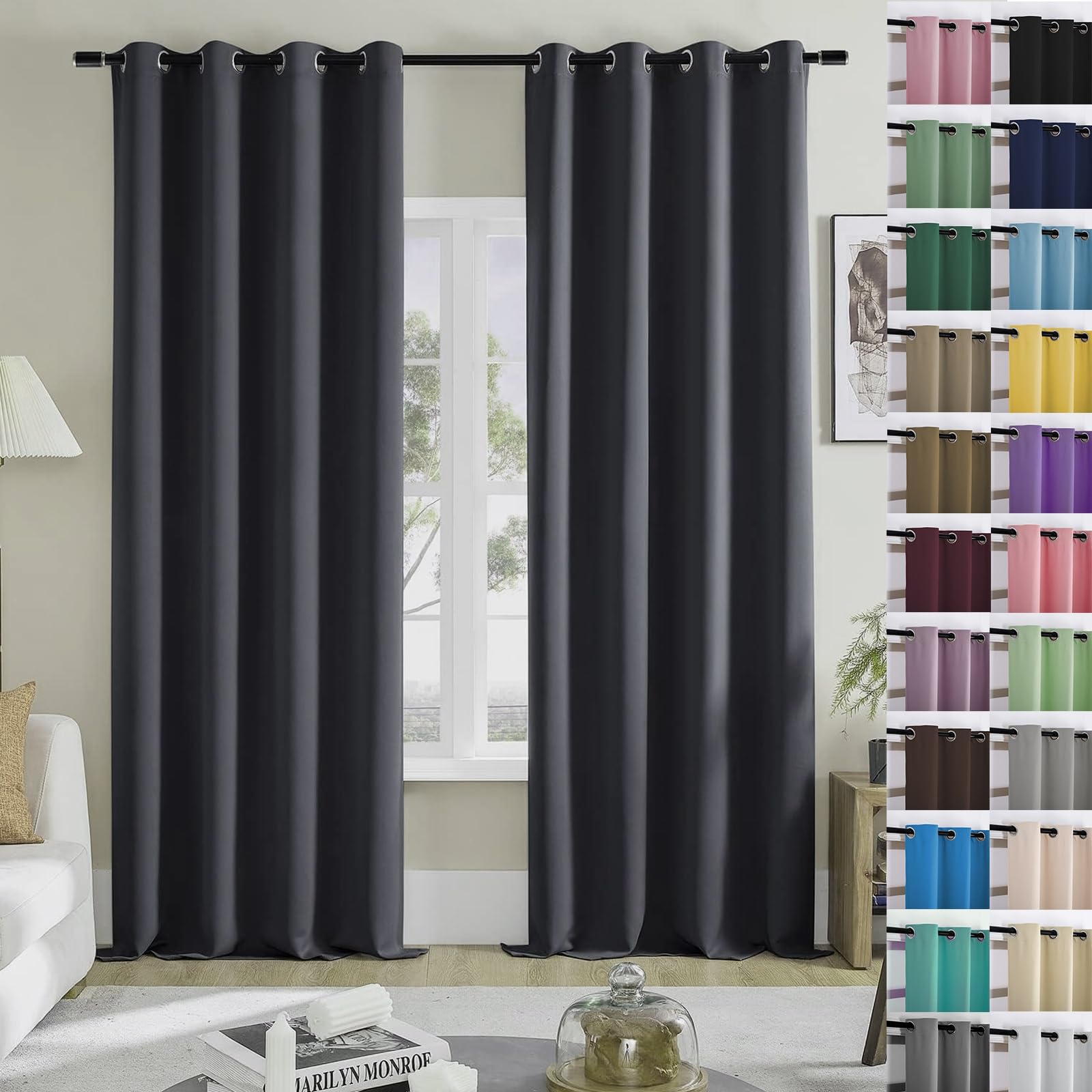 Rideaux opaques thermiques de haute densité avec doublure noire opaque