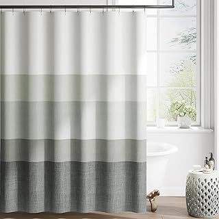 jinchan Ombre Cloudy Grey Striped Shower Curtain Waterproof Fabric Showe...
