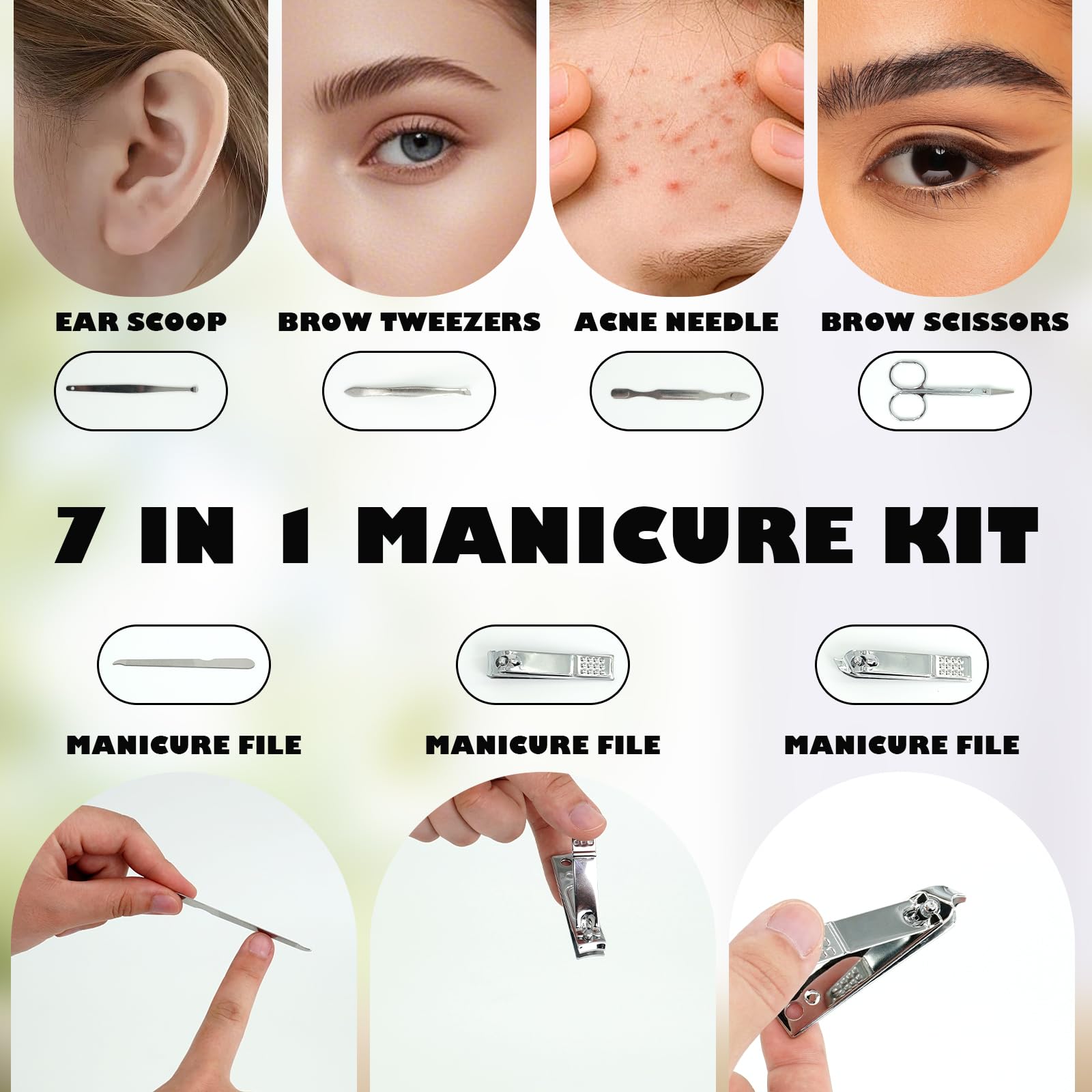 32-teiliges Maniküre-Set mit Reisetasche, 7-in-1-Mini-Nagelknipser, professionelles Nagelpflege-Set für Valentinstag, Zuhause, Damen, Herren, Pediküre, Pflege