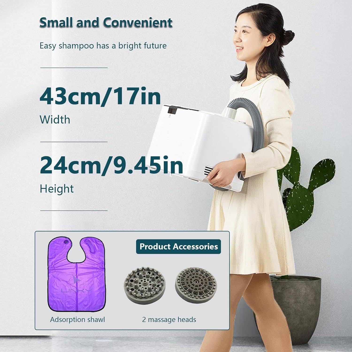 Macchina per Shampoo Elettrica Portatile, Shampoo 5L e Macchina da Massaggio con 2 Teste di Massaggio, Dispositivo di Spruzzo d'Acqua Auto -Contenuto, per Letto a Letto, Anziani