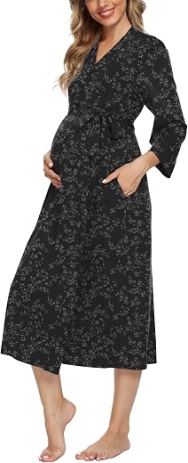 Xpenyo Women's Maternity Sleepwear,Labor/Delivery/Nursing/Hospital Nightgown Kimono Robes Long Pregnancy Loungewear