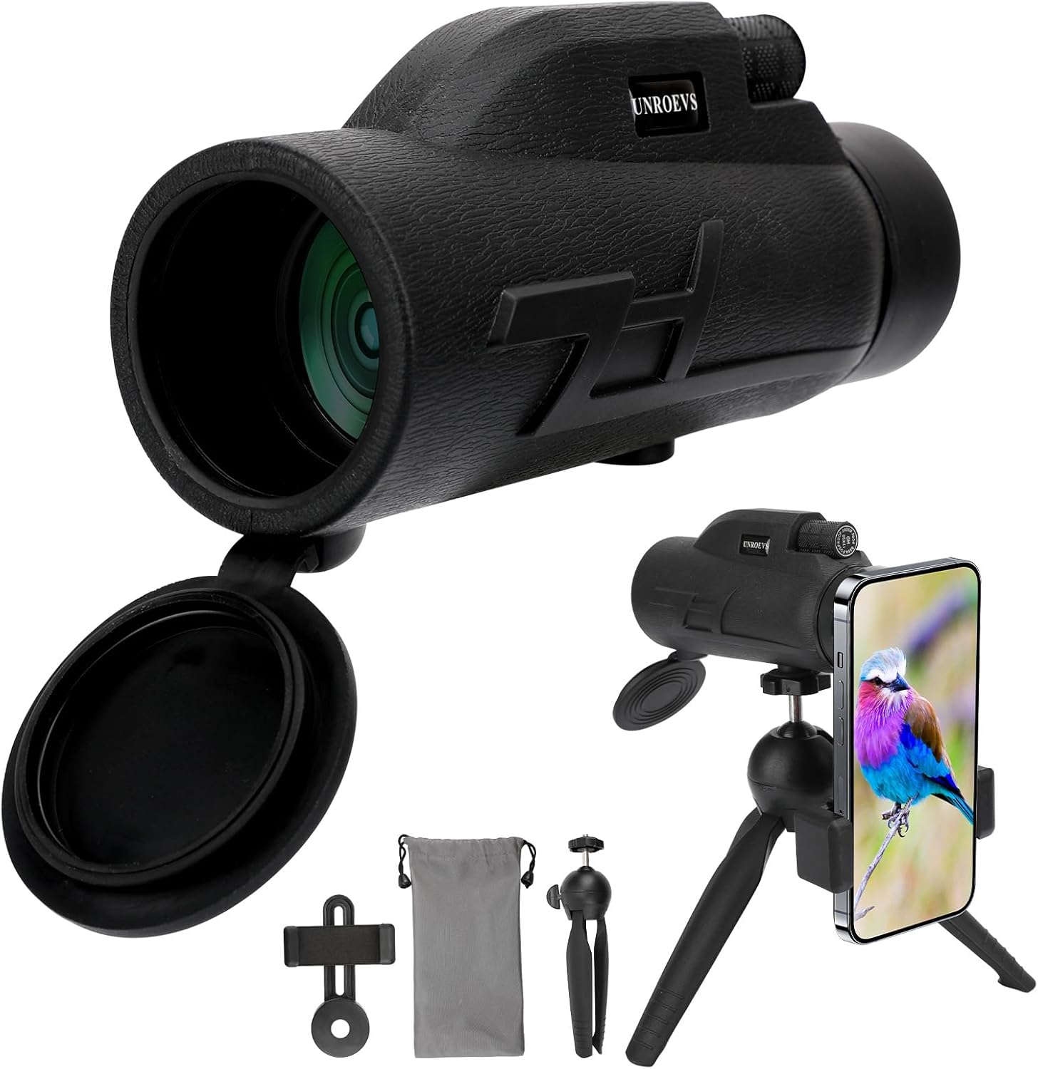 12x50 Monocular Telescope with Smartphone Holder & Tripod, High Power Monoculars with Zoom Focus for Adults, Compact Monocular with Bak4 Prism and Fmc Lens for Hiking Bird Watching Gifts for Men