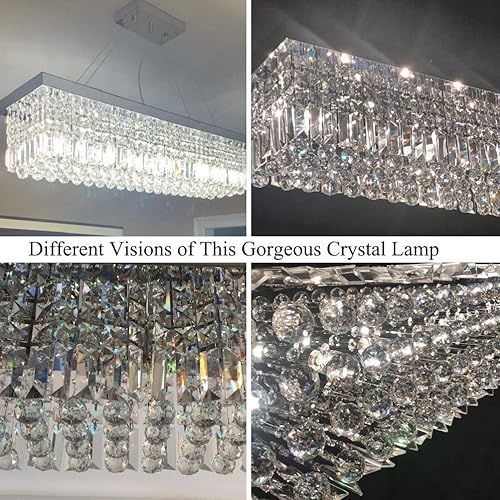 Miniatura 7 de Candelabro moderno de vidrio de gotas para iluminación de techo de Ella Fashion hermosa lámpara de techo con brazos Rectangle Chandeliers 4000watts