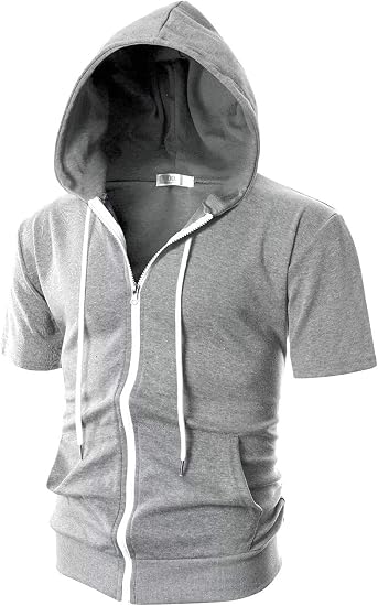 GNAXY Sudadera con Capucha Hombre Manga Corta,Verano 100% Polyester Casual Hombre  Sudaderas de Manga Larga con Capucha Sudadera con Capucha y Cremallera para  Hombre,Gray,XL : Amazon.es: Ropa