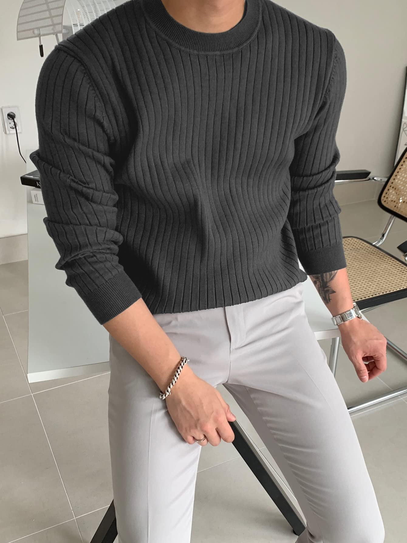 Suéter Coreano De Punto De Cuello Alto Para Hombre, Ropa Informal Holgada, Tops Cálidos Que