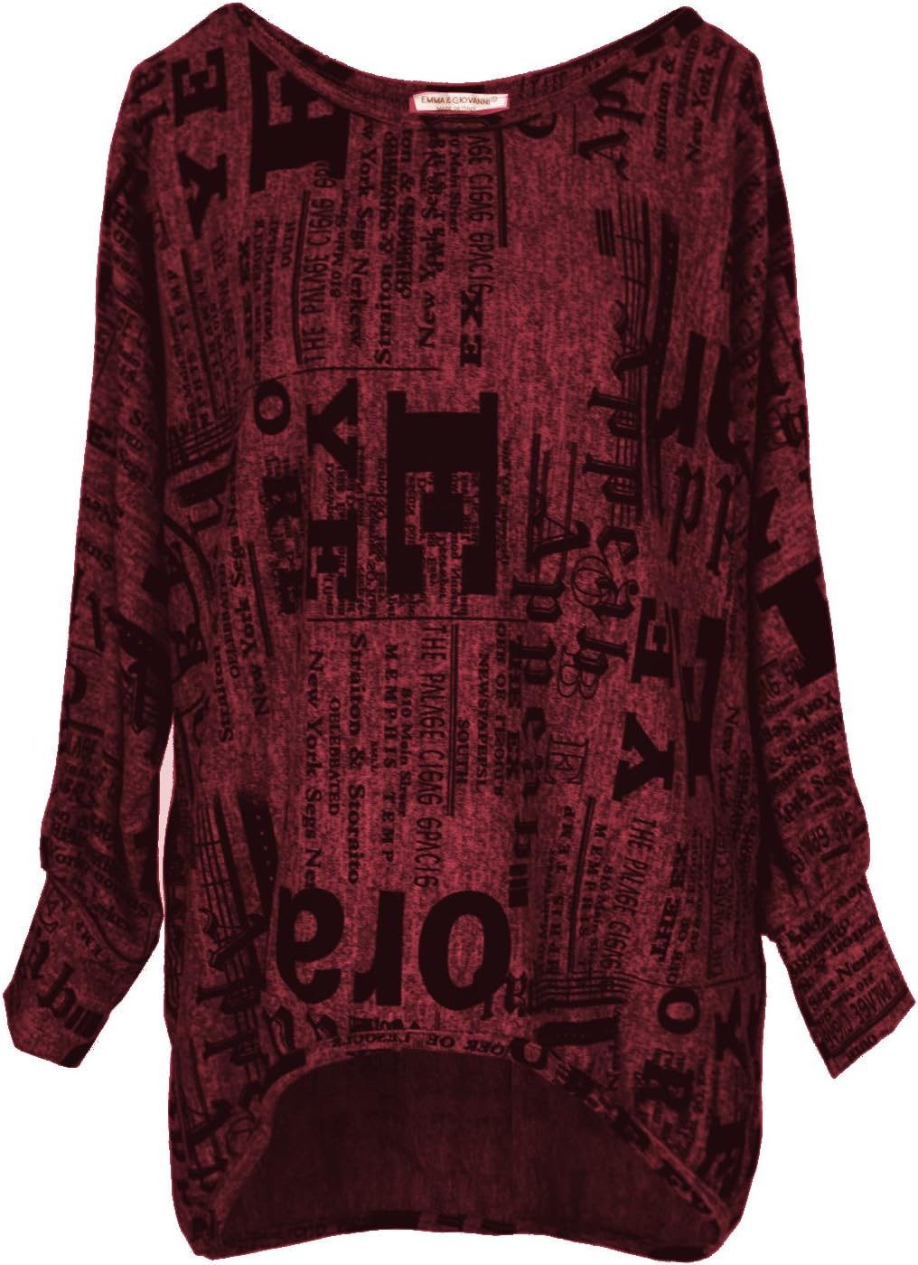 Emma & Giovanni Pull Asymétrique Imprimé Lettre Femme - Sweater Confortable Et Tendance