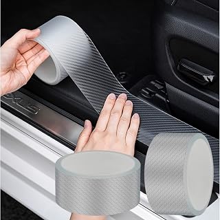 Car Door Edge Guard 2 Rolls Car Door Entry Edge Guard Bumper Protector Car Anti-Collision Tape Transparent Carbon Fiber Universal Car Film Decorative Accessories. (Clear 5cm x 3m)