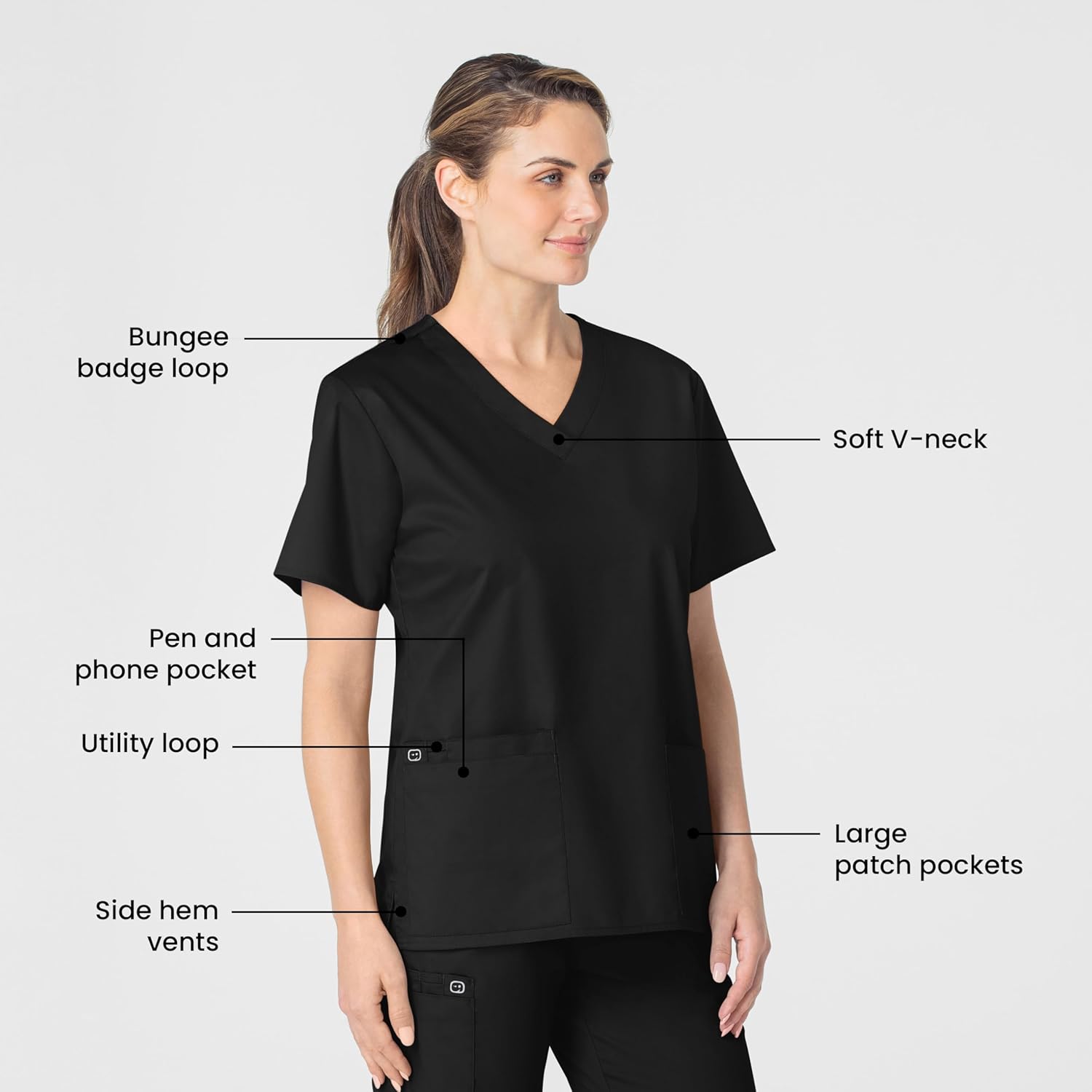 WonderWink Unisex-Adult Unisex V-Neck Top - Image 2